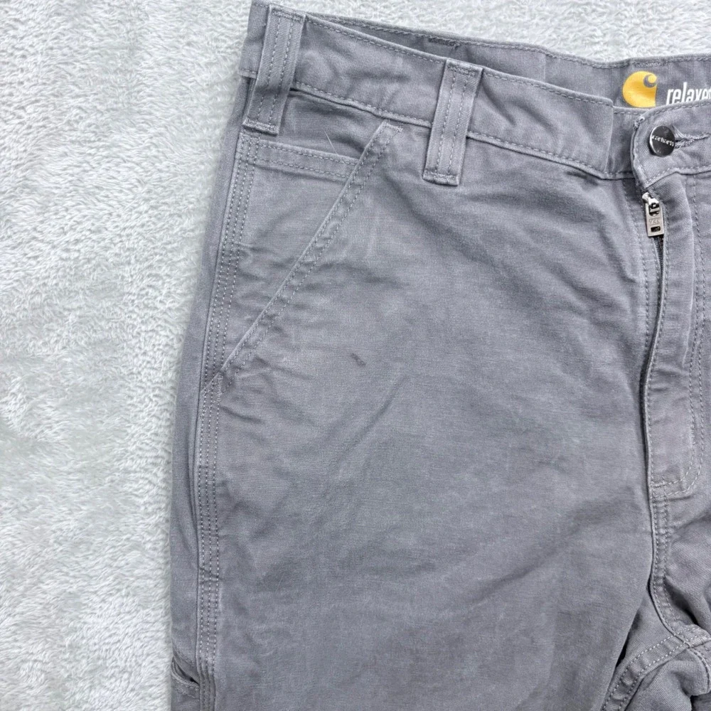 Carhartt Work Pants Mens 36x34 Grey Relaxed Fit Straight Leg Stretch 102291